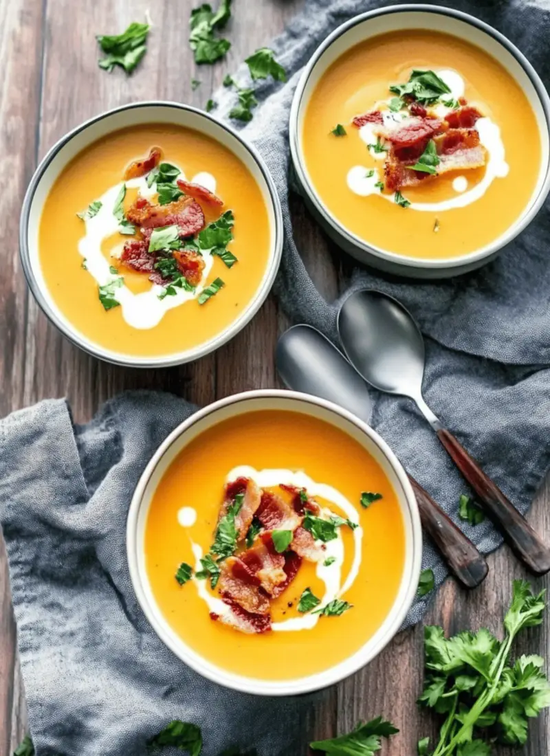 Creamy Carrot Soup with Bacon