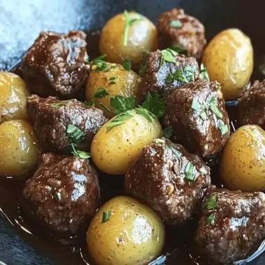 Garlic Butter Beef Bites with Potatoes