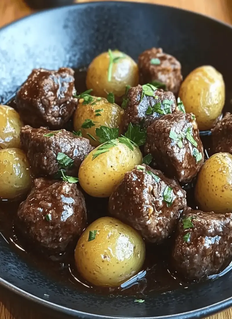 Garlic Butter Beef Bites with Potatoes