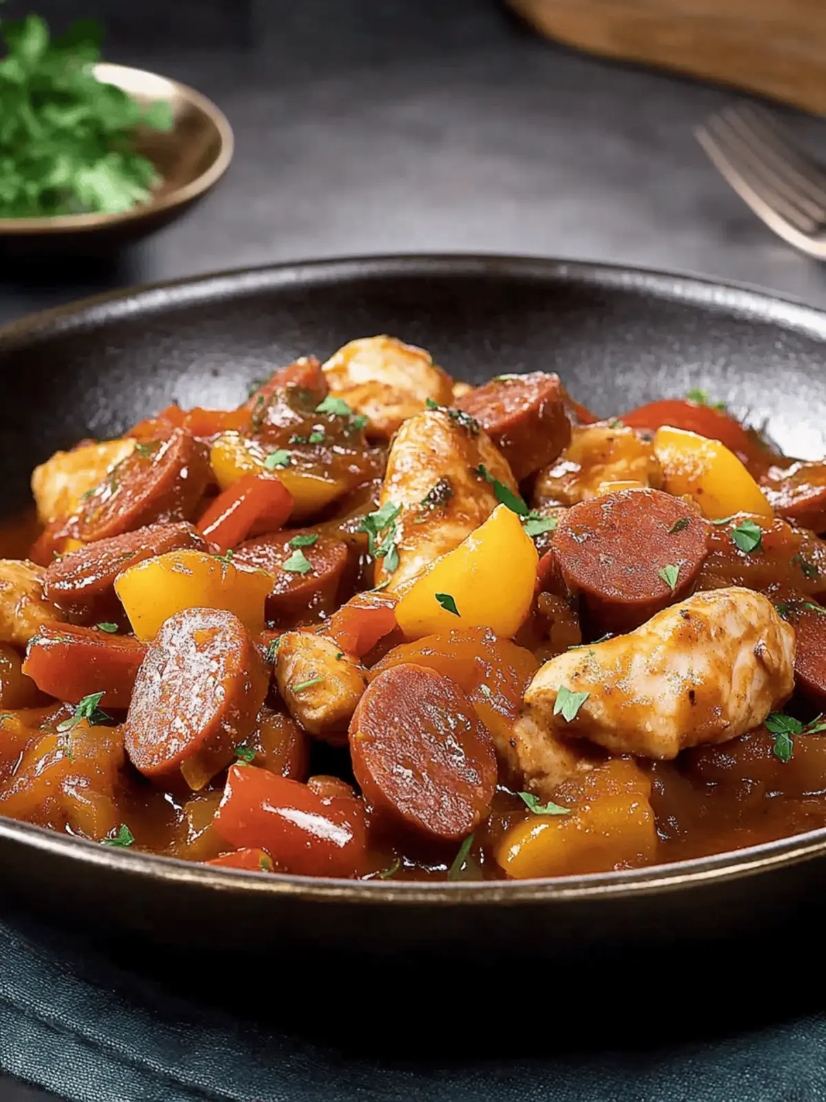 Skillet Chicken Kielbasa and Bell Pepper