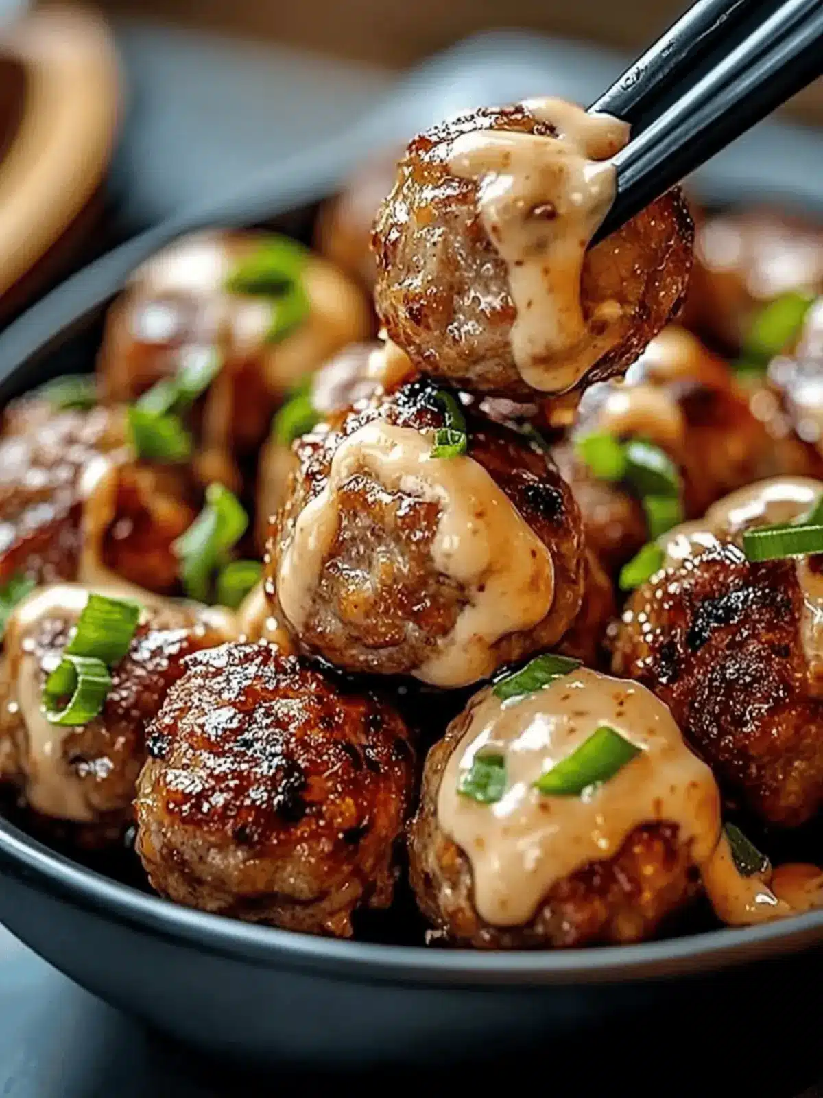 Korean BBQ Meatballs with Spicy Mayo Dip