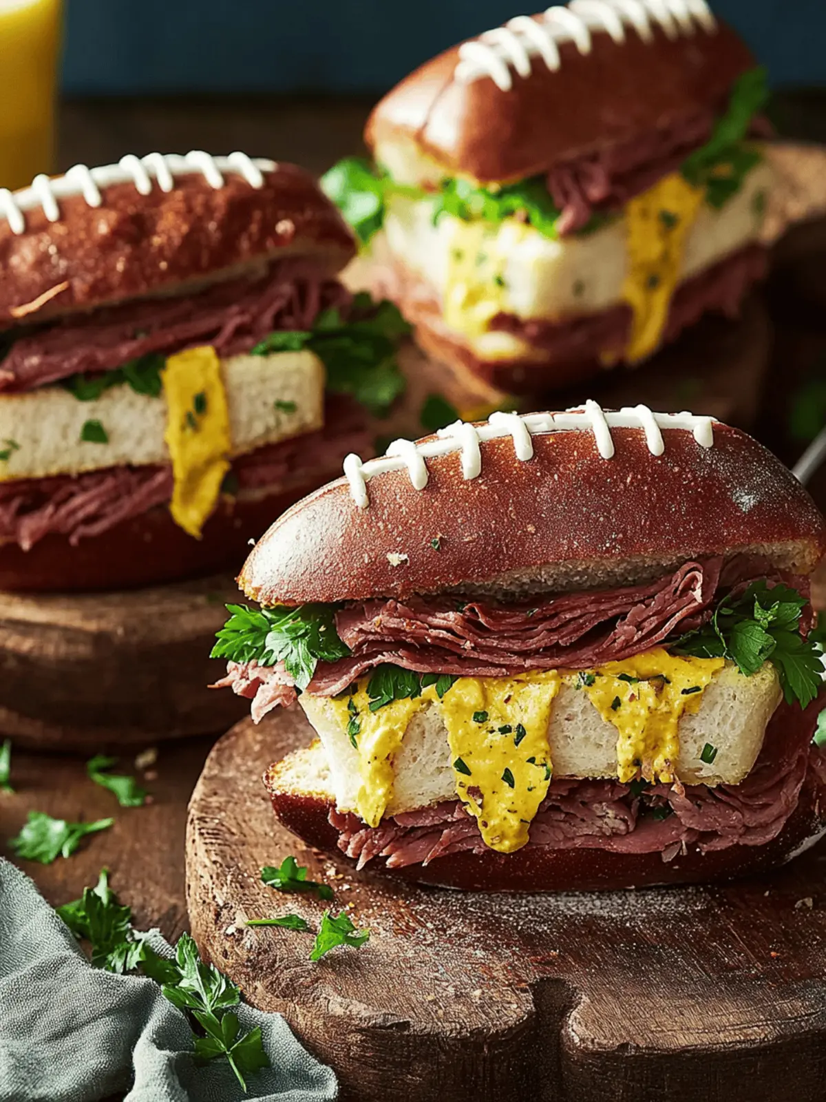 Pastrami Football Finger Sandwiches (Game Day- Football Seasons!)