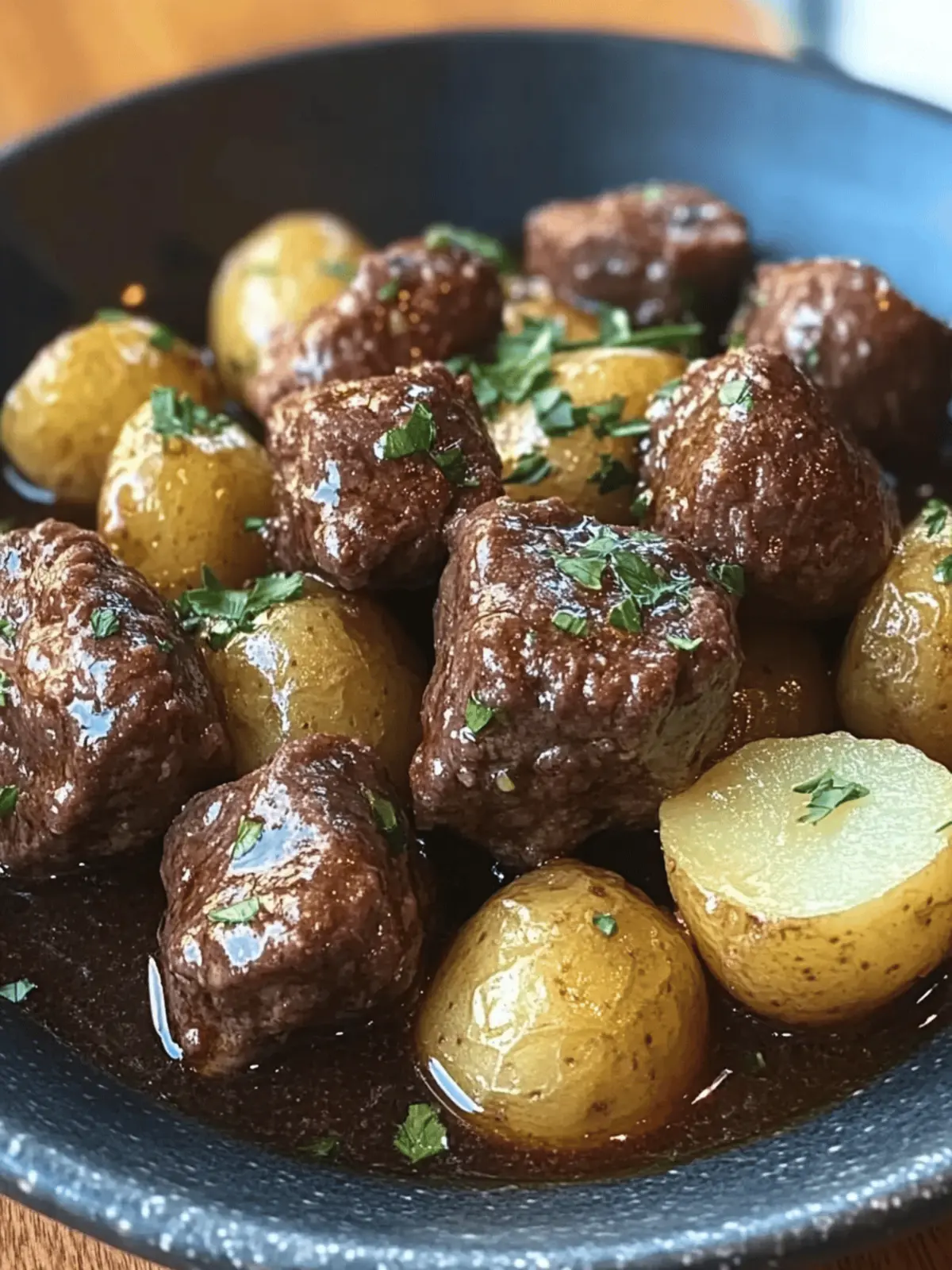 Garlic Butter Beef Bites & Potatoes make a perfect dinner
