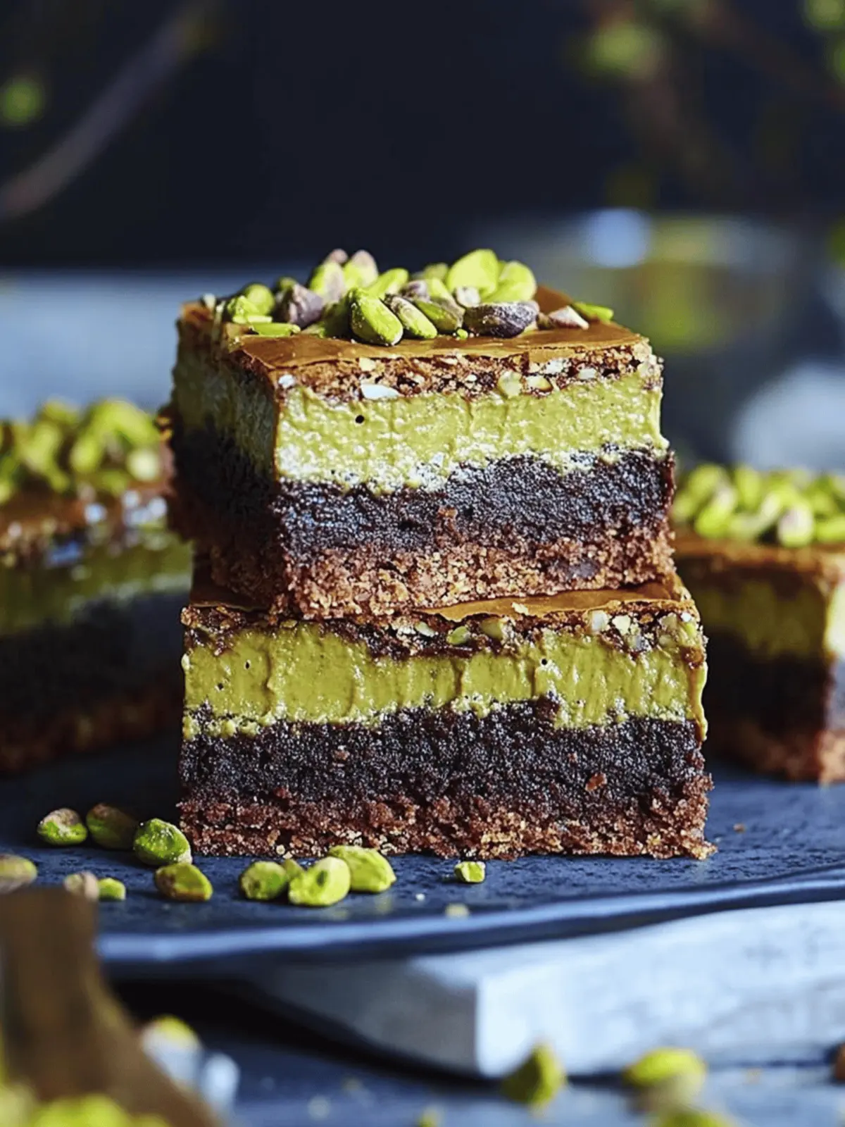 Pistachio Kunafa Brownie