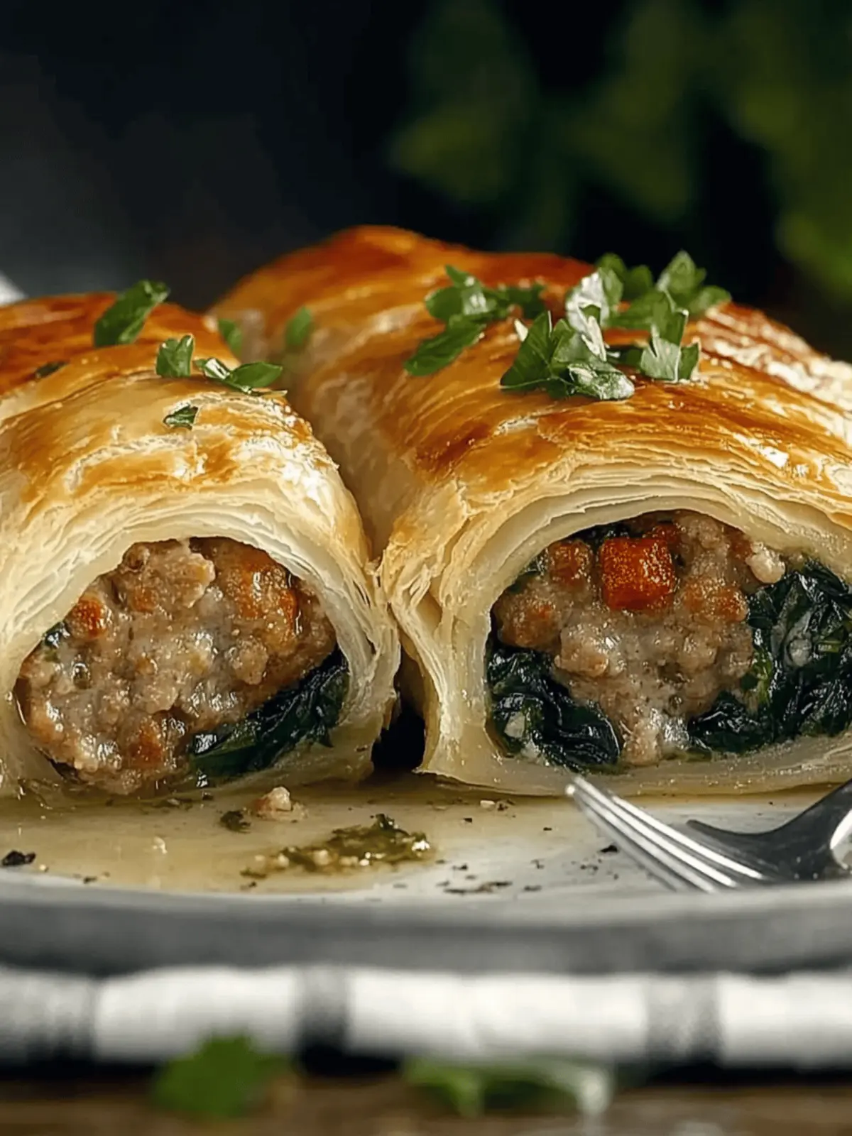 Italian Sausage and Spinach Strudel