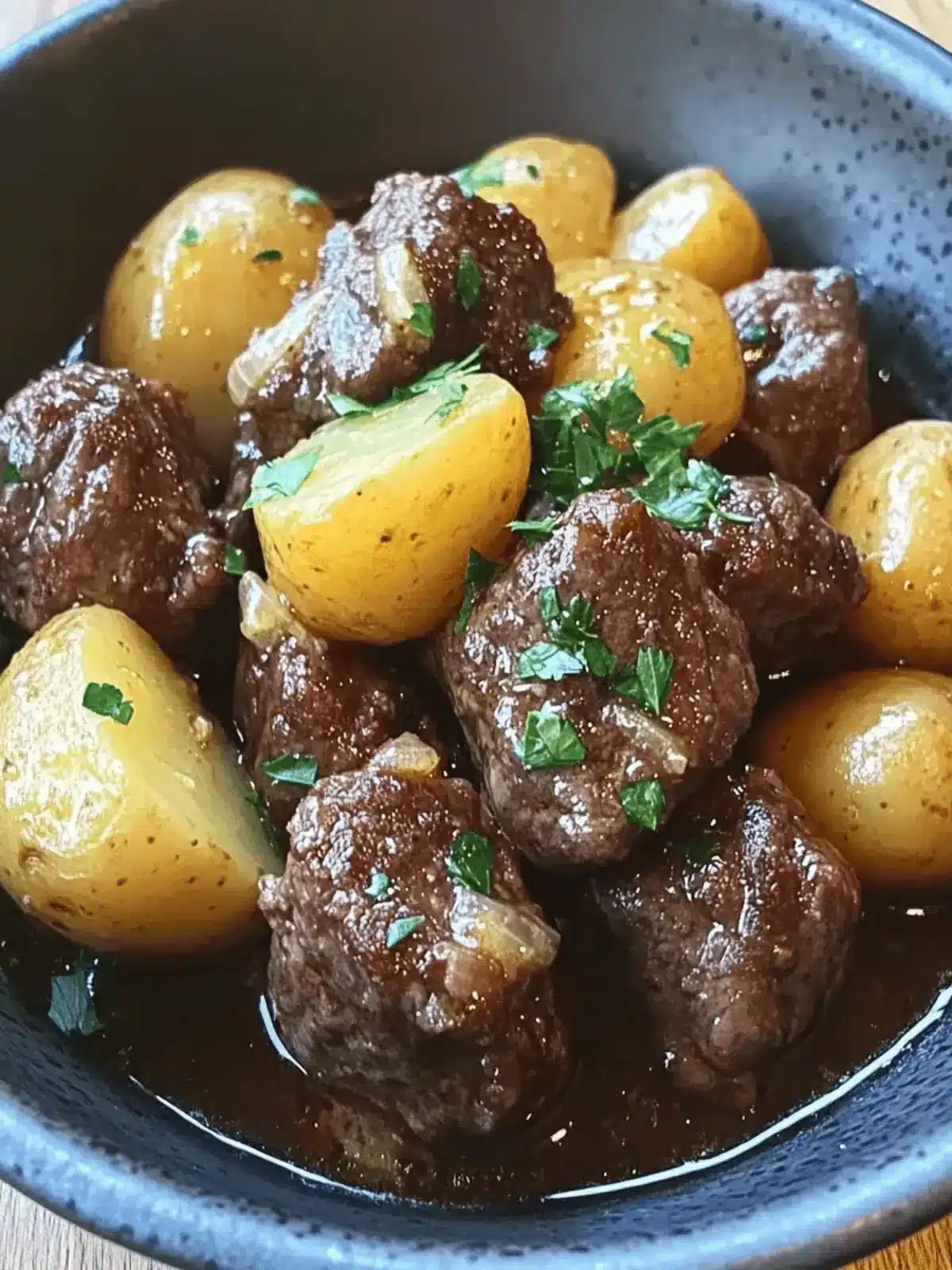 Garlic Butter Beef Bites & Potatoes make a perfect dinner