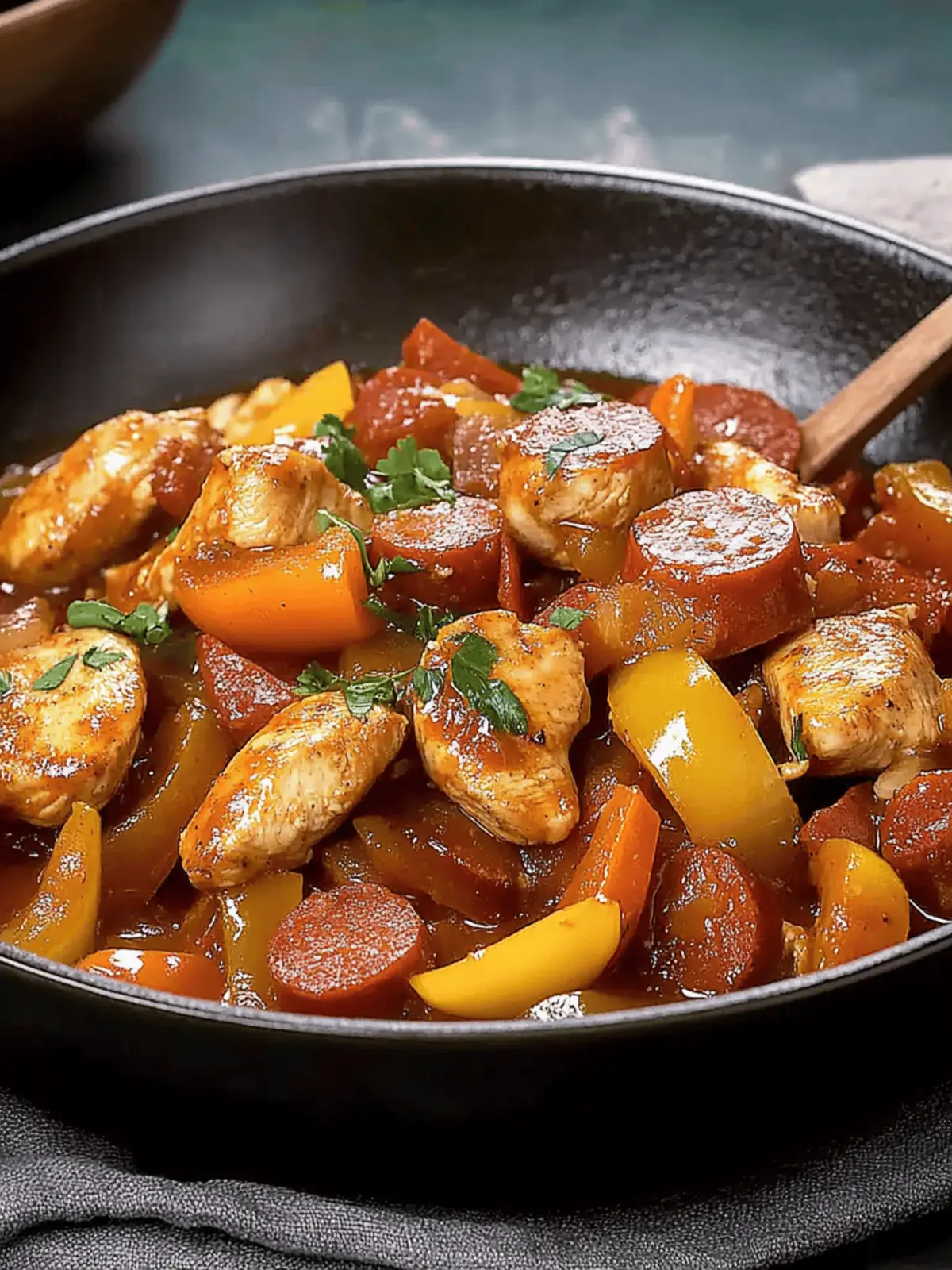Skillet Chicken Kielbasa and Bell Pepper