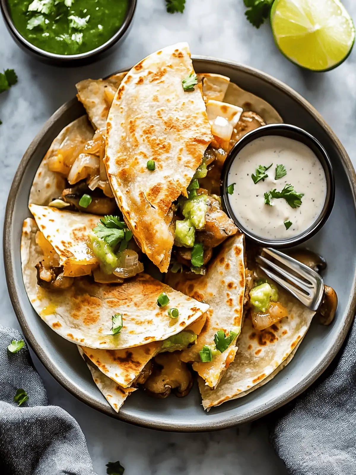 Mushroom Quesadillas de Champiñones