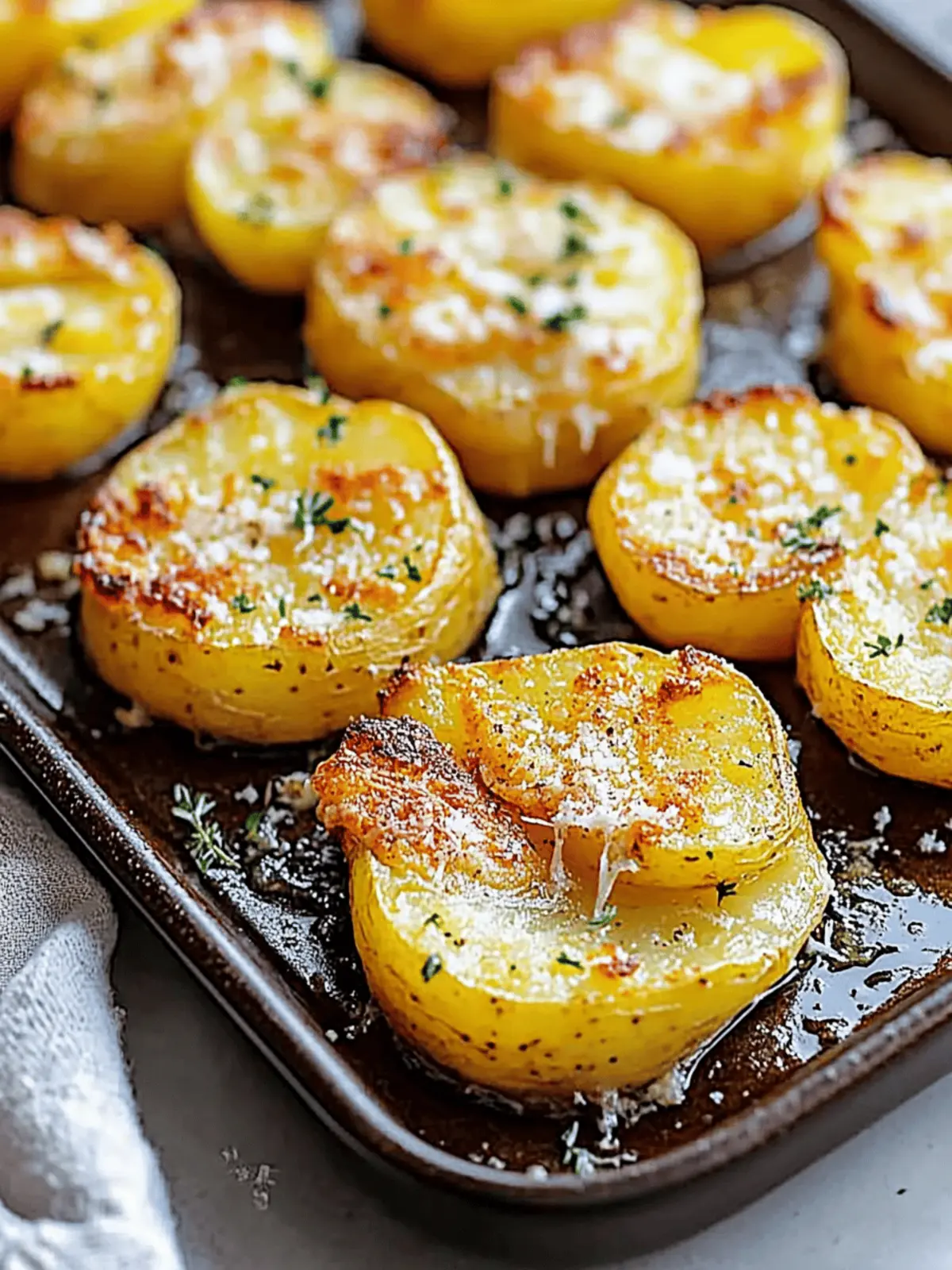 Baked Smashed Potatoes With Garlic & Parmesan