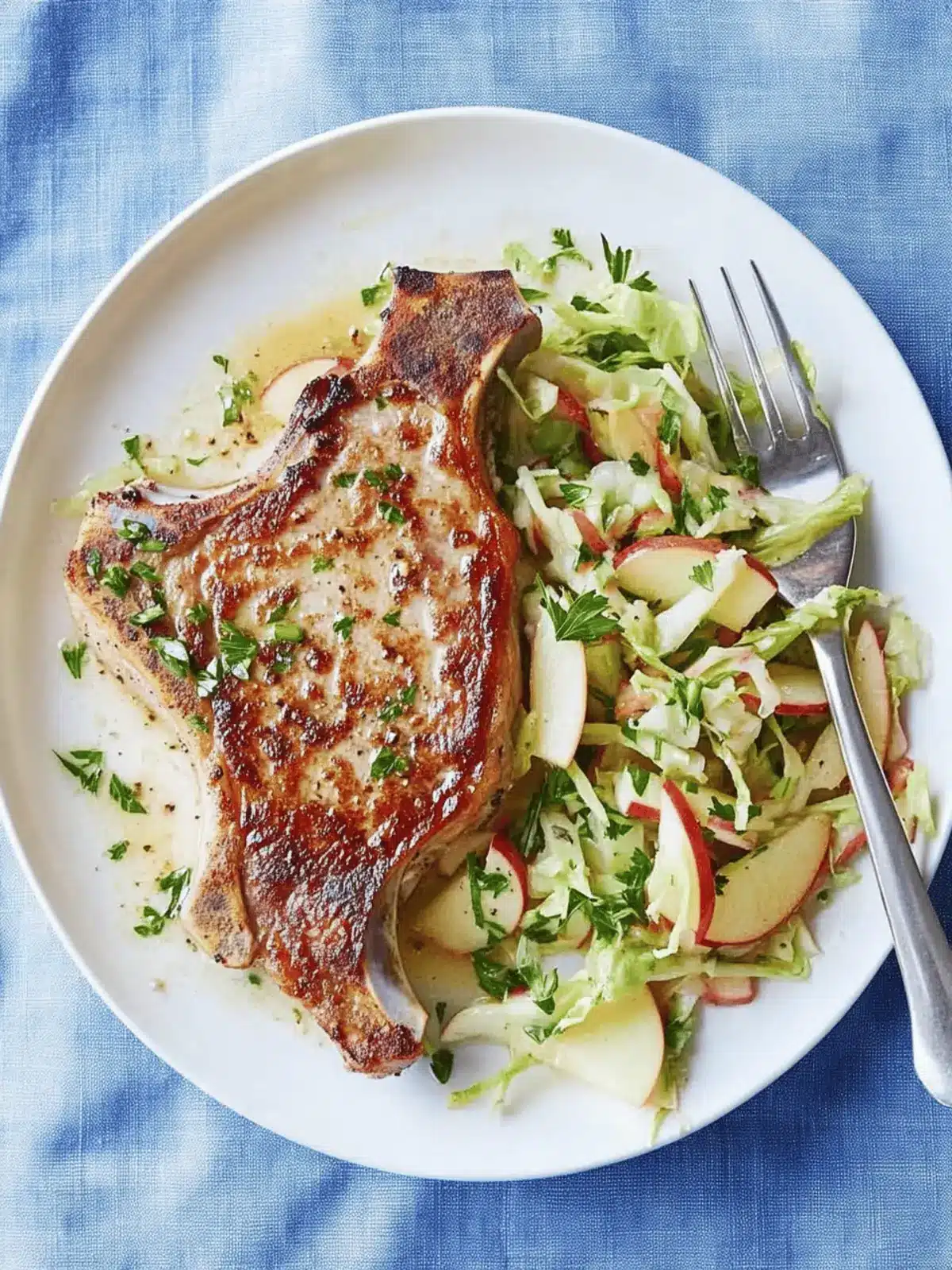 Seared Pork Chops with Apple-Cabbage Slaw