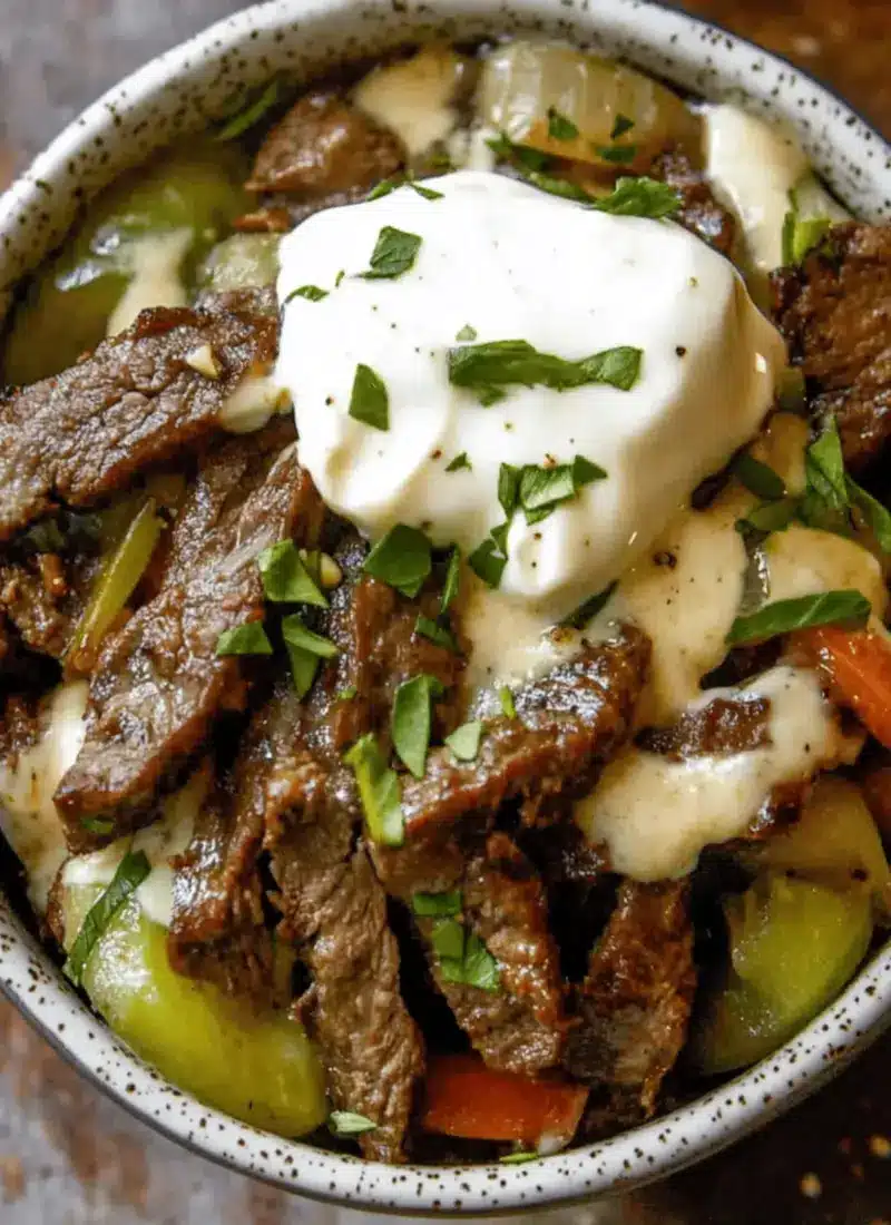 Low Carb Keto Philly Cheesesteak (Philly Cheesesteak in a Bowl)