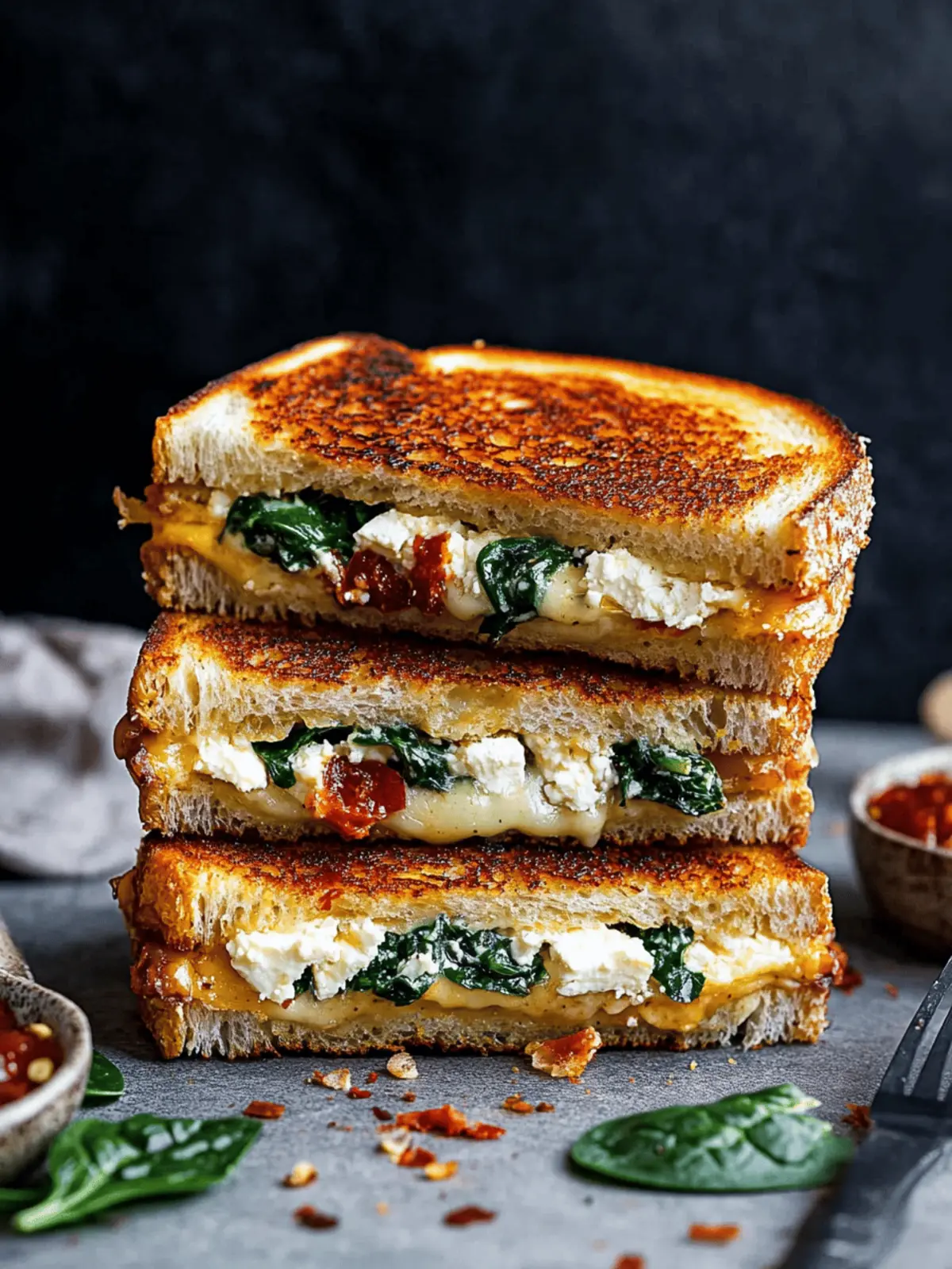 Feta Grilled Cheese Sandwich with Spinach