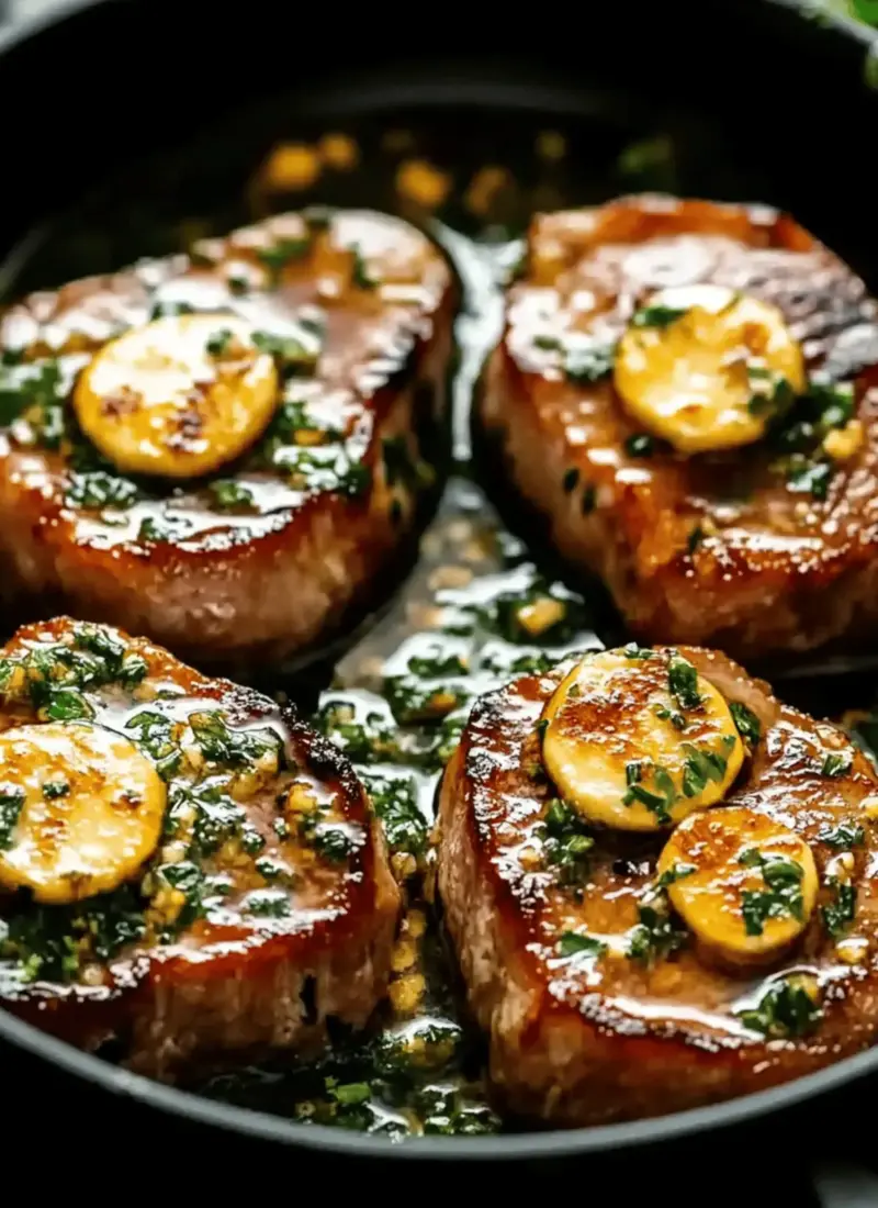 Garlic Butter Pan Seared Pork Chops