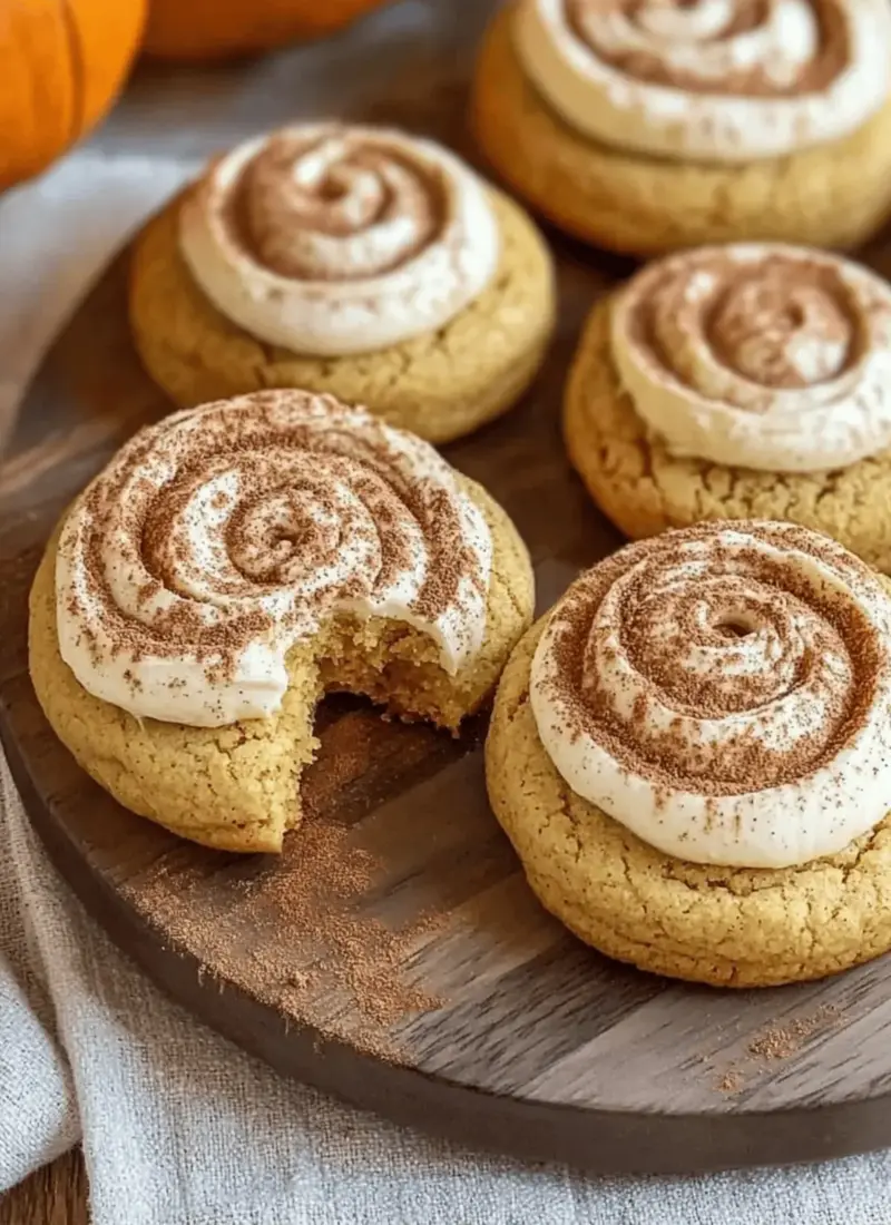 Soft Pumpkin Cookies with Cinnamon Frosting