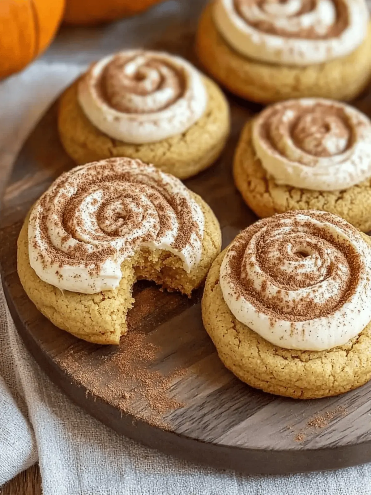 Soft Pumpkin Cookies with Cinnamon Frosting