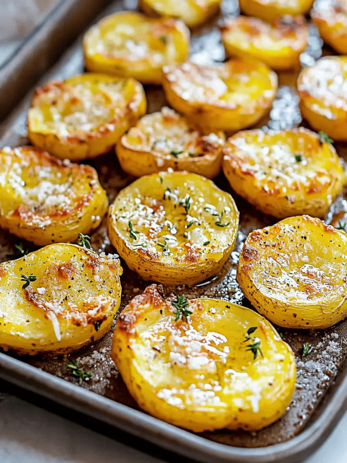 Baked Smashed Potatoes With Garlic & Parmesan