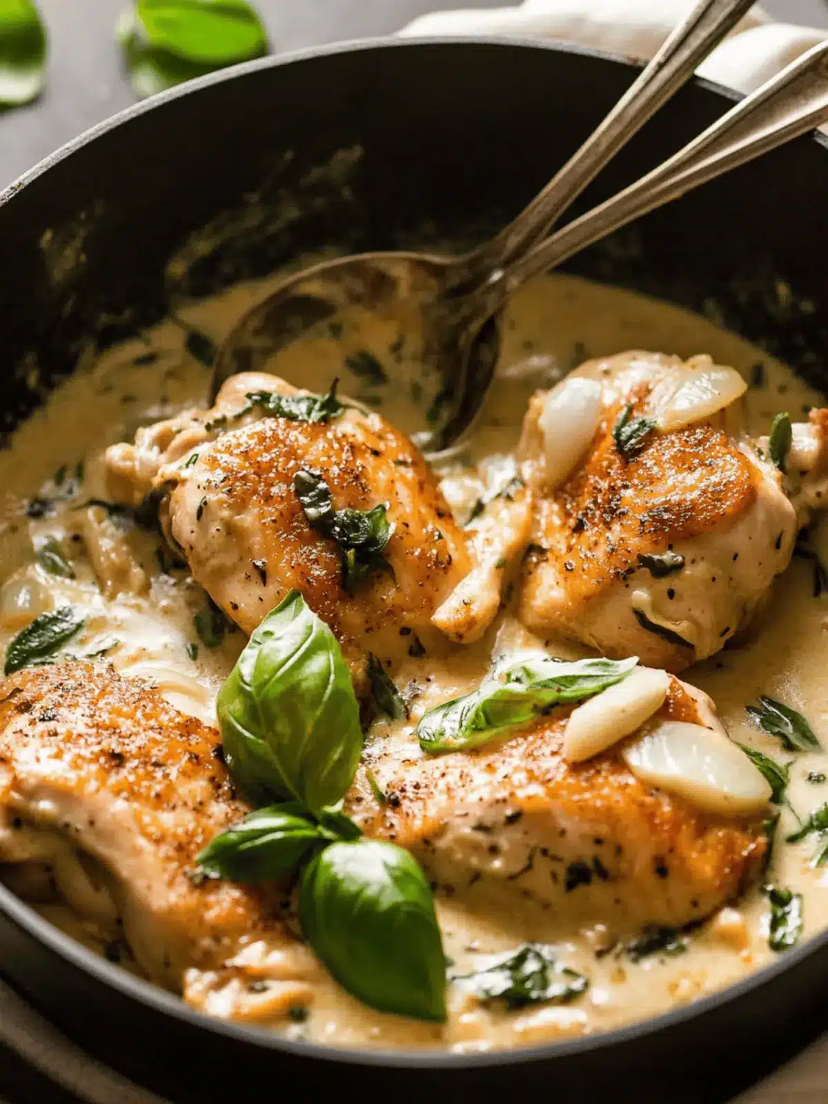 Creamy Skillet Chicken with Garlic & Basil