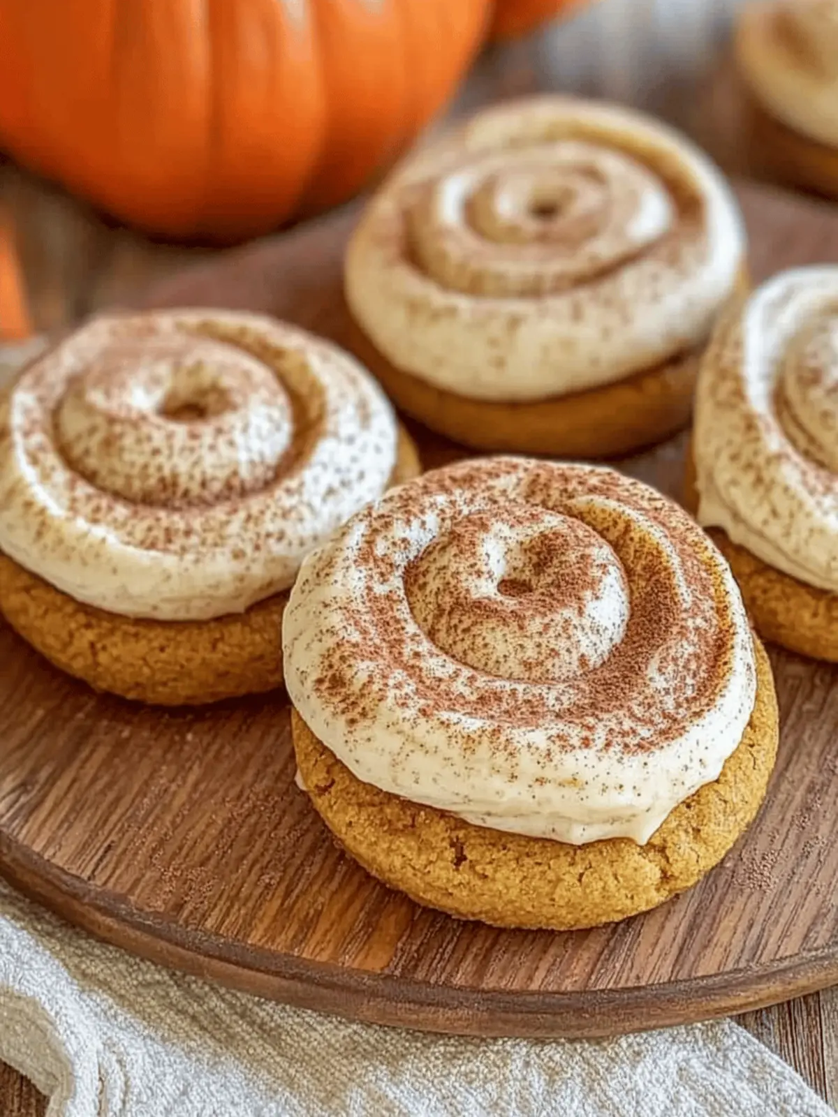 Soft Pumpkin Cookies with Cinnamon Frosting