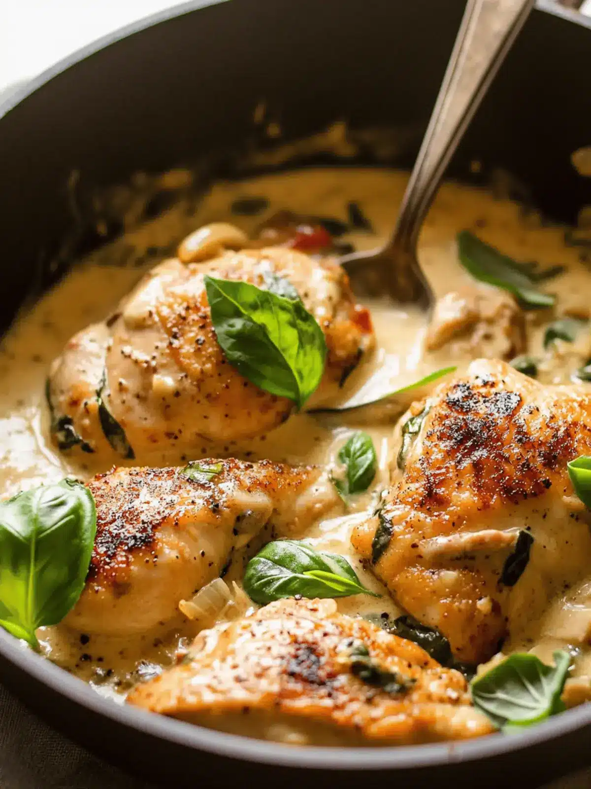 Creamy Skillet Chicken with Garlic & Basil