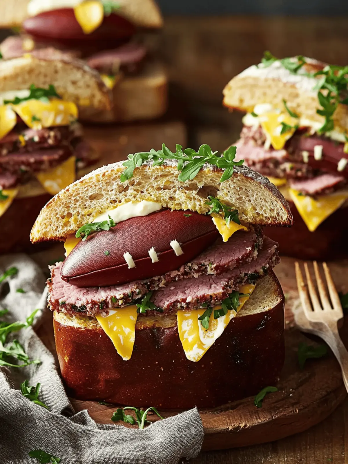Pastrami Football Finger Sandwiches (Game Day- Football Seasons!)