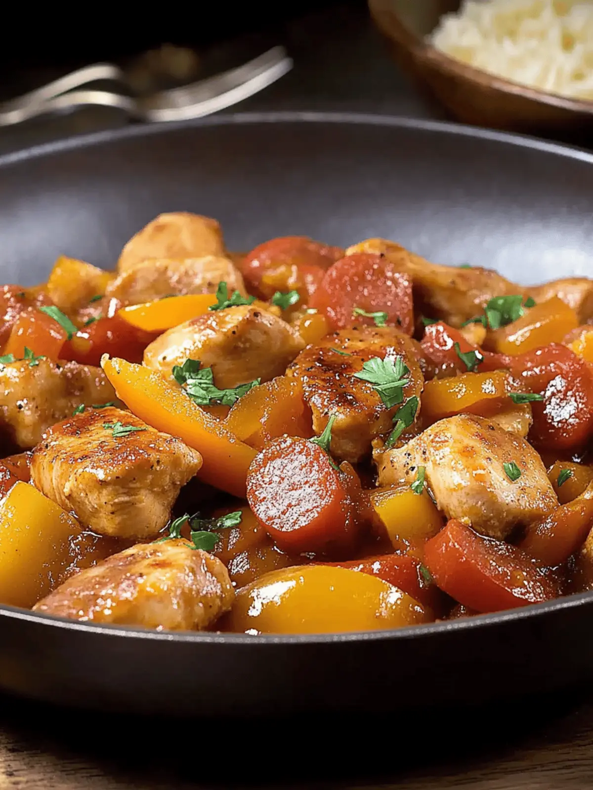Skillet Chicken Kielbasa and Bell Pepper