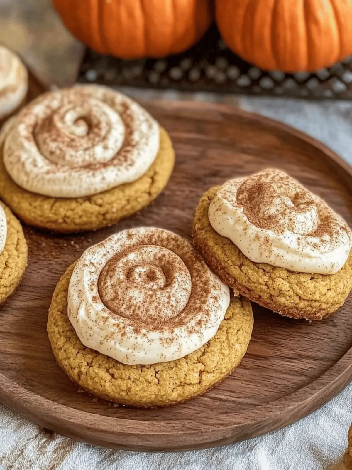 Soft Pumpkin Cookies with Cinnamon Frosting