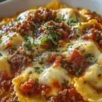 Cheesy Pizza Ravioli Bake