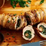 Mushroom, Spinach & Gruyère Stuffed Pork Tenderloin