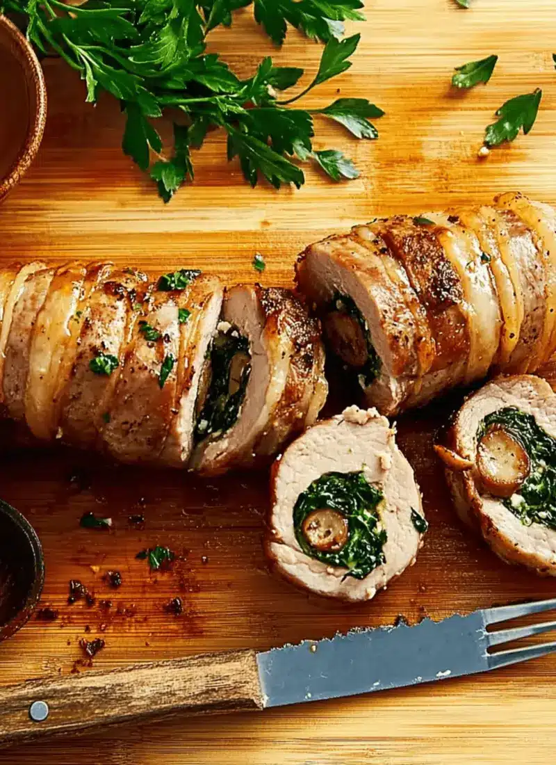Mushroom, Spinach & Gruyère Stuffed Pork Tenderloin Magic 1 Mushroom, Spinach & Gruyère Stuffed Pork Tenderloin