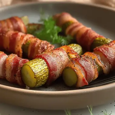 Bacon Wrapped Dill Pickles