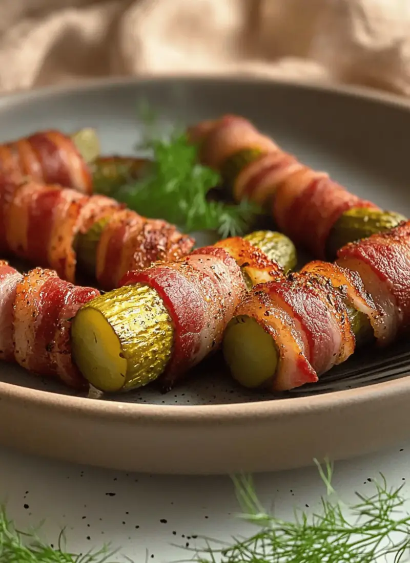 Bacon Wrapped Dill Pickles