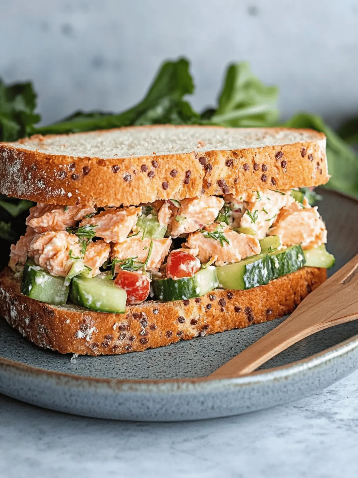Cucumber Dill Salmon Salad Sandwich
