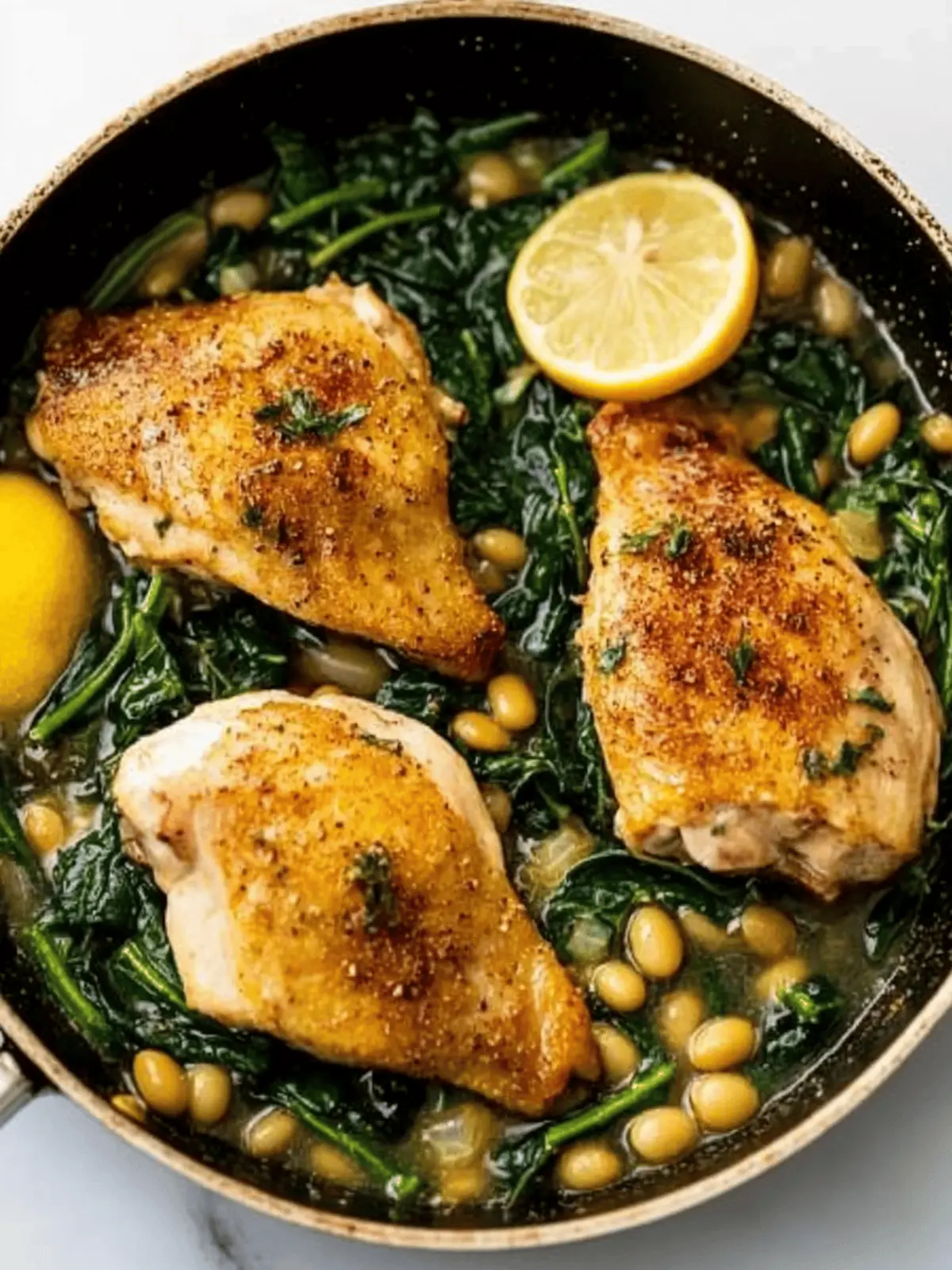 One pan lemon chicken spinach and beans