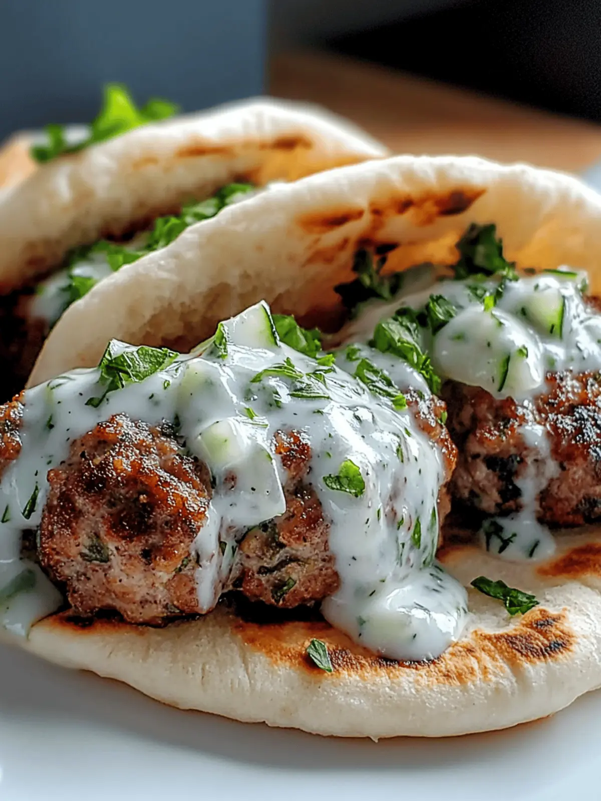 Juicy Mediterranean Kofta Pita Pockets with Cucumber Sauce Delight! 4 Juicy Mediterranean Kofta Pita Pockets with Cool Cucumber Sauce – 30-Minute Magic!