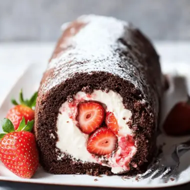 Strawberry Chocolate Cake Roll