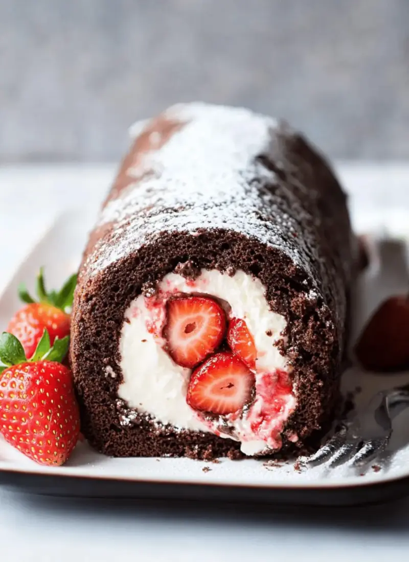 Strawberry Chocolate Cake Roll