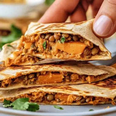 Vegan Lentil Sweet Potato Quesadillas