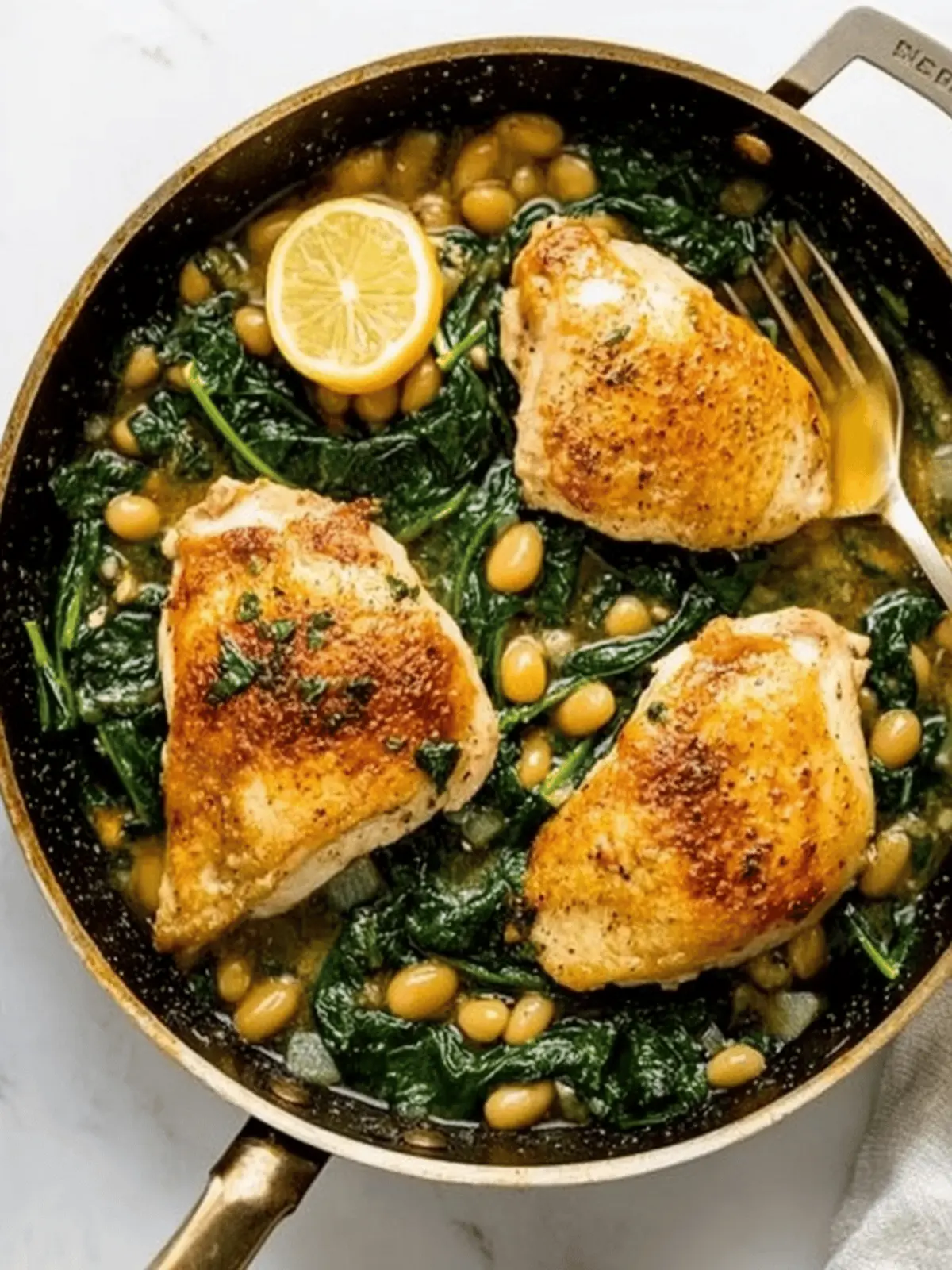 One pan lemon chicken spinach and beans