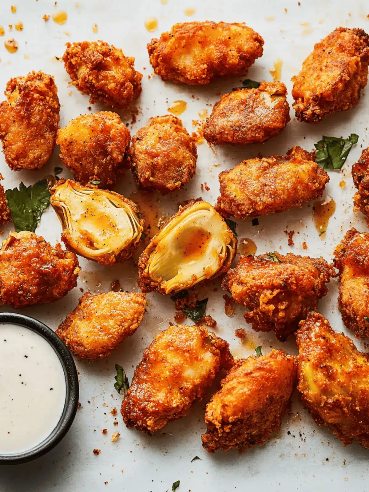 Fried Buffalo Artichoke Hearts