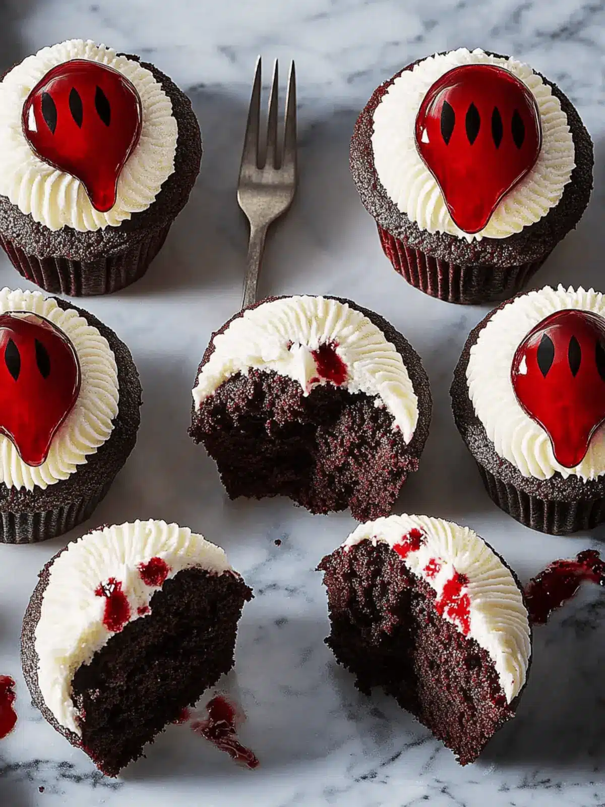 Spooky Vampire Cupcakes with Gooey Blood Filling 5 Vampire Cupcakes