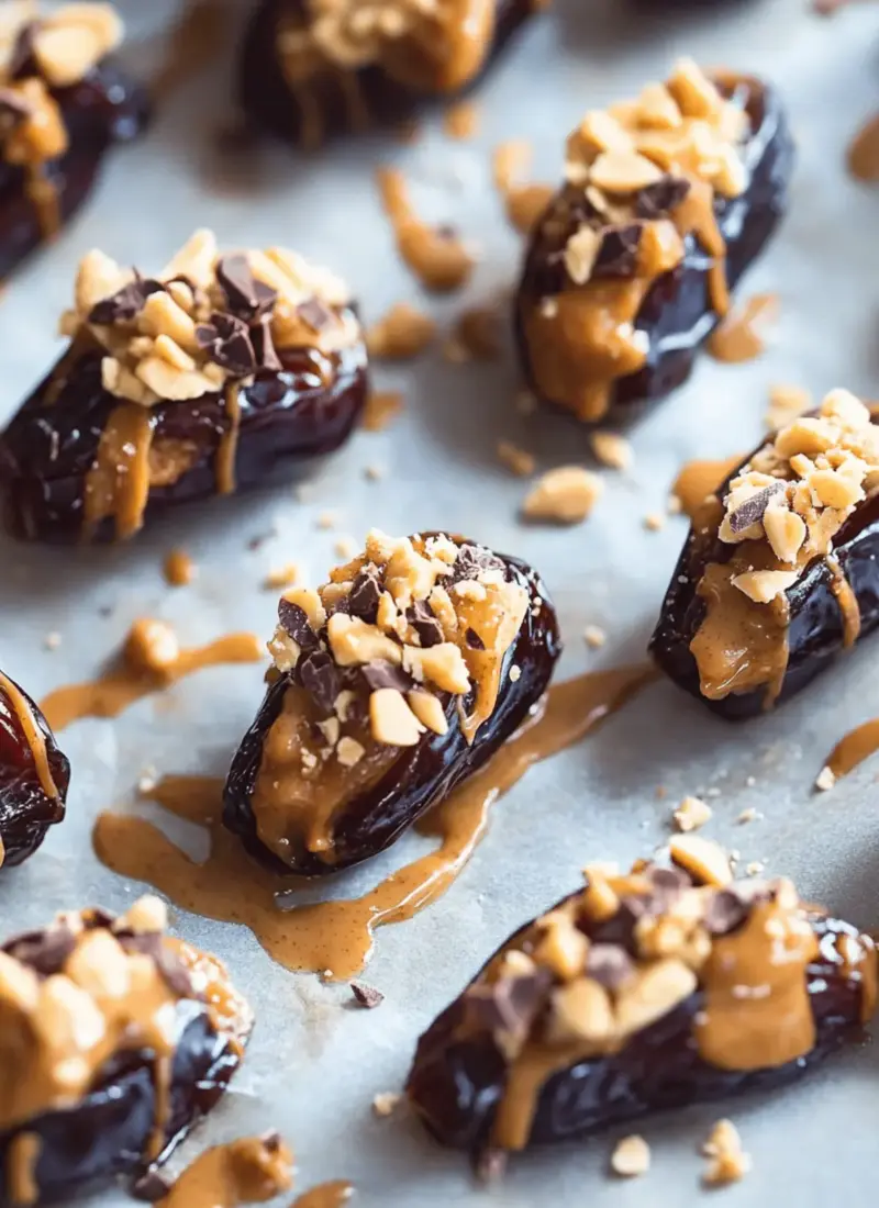 Stuffed Dates with Peanut Butter and Chocolate (Viral Healthy Snickers)