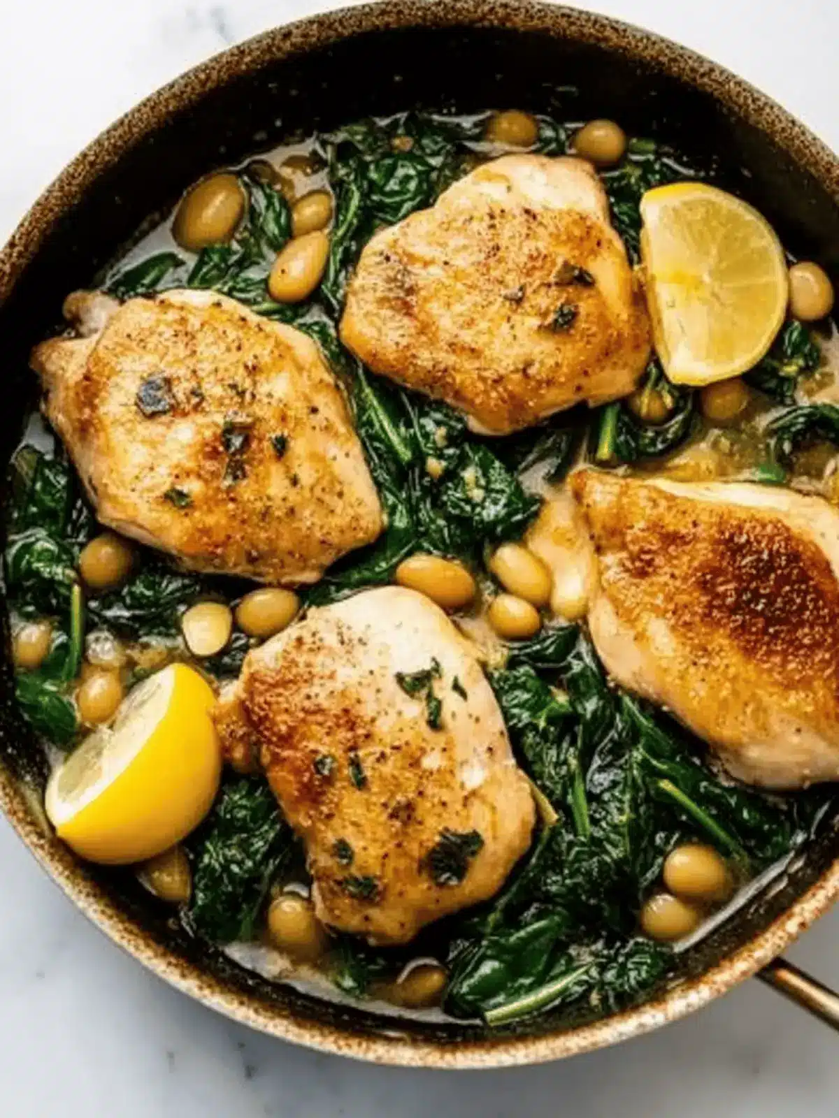 One pan lemon chicken spinach and beans