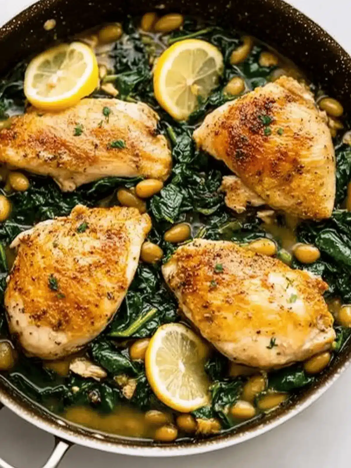 One pan lemon chicken spinach and beans