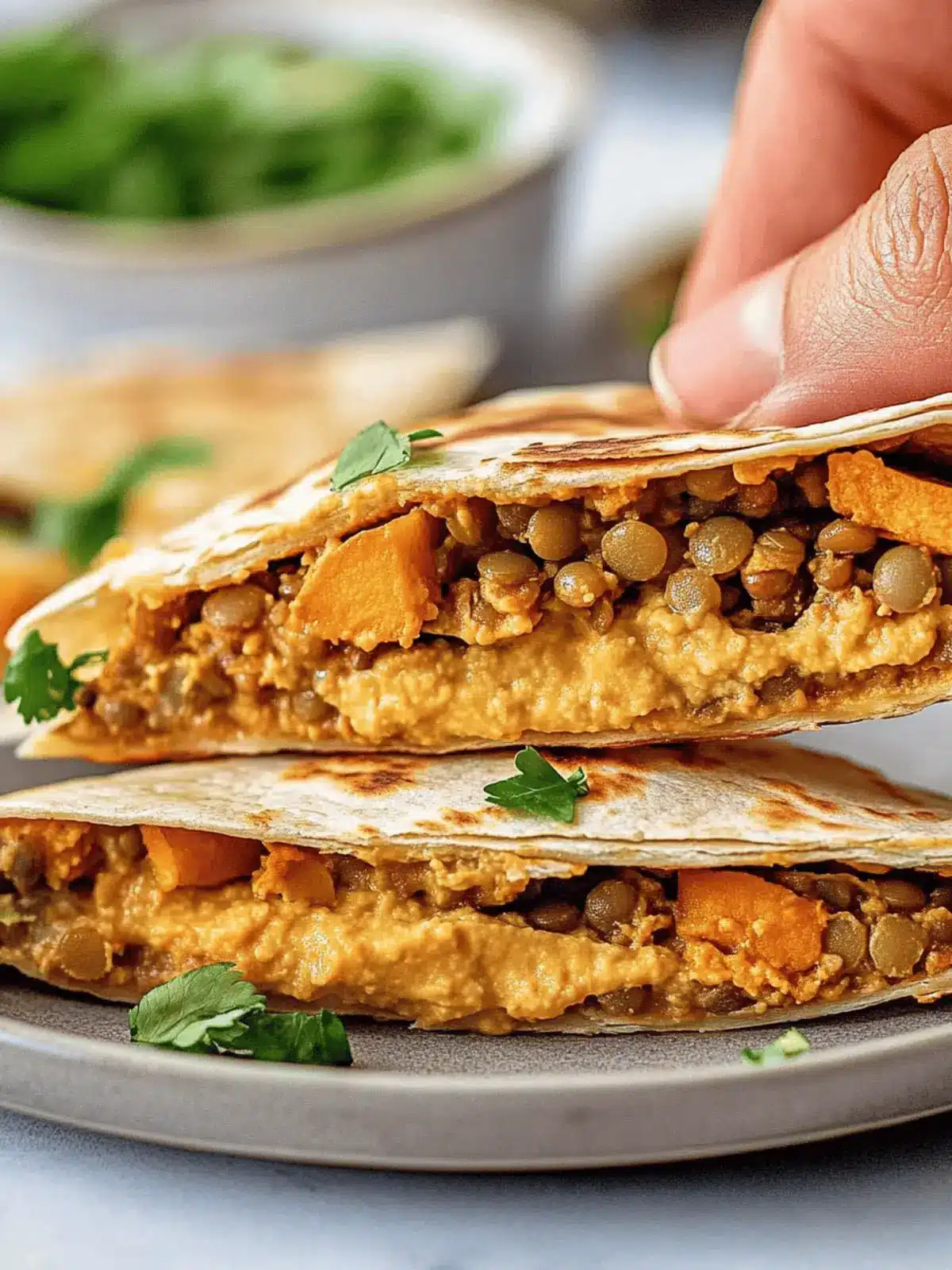 Vegan Lentil Sweet Potato Quesadillas