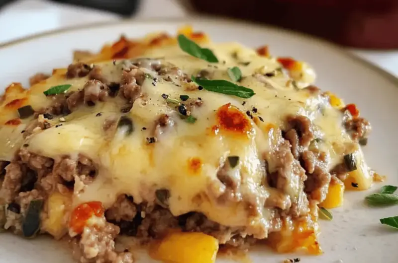 KETO PHILLY CHEESESTEAK CASSEROLE
