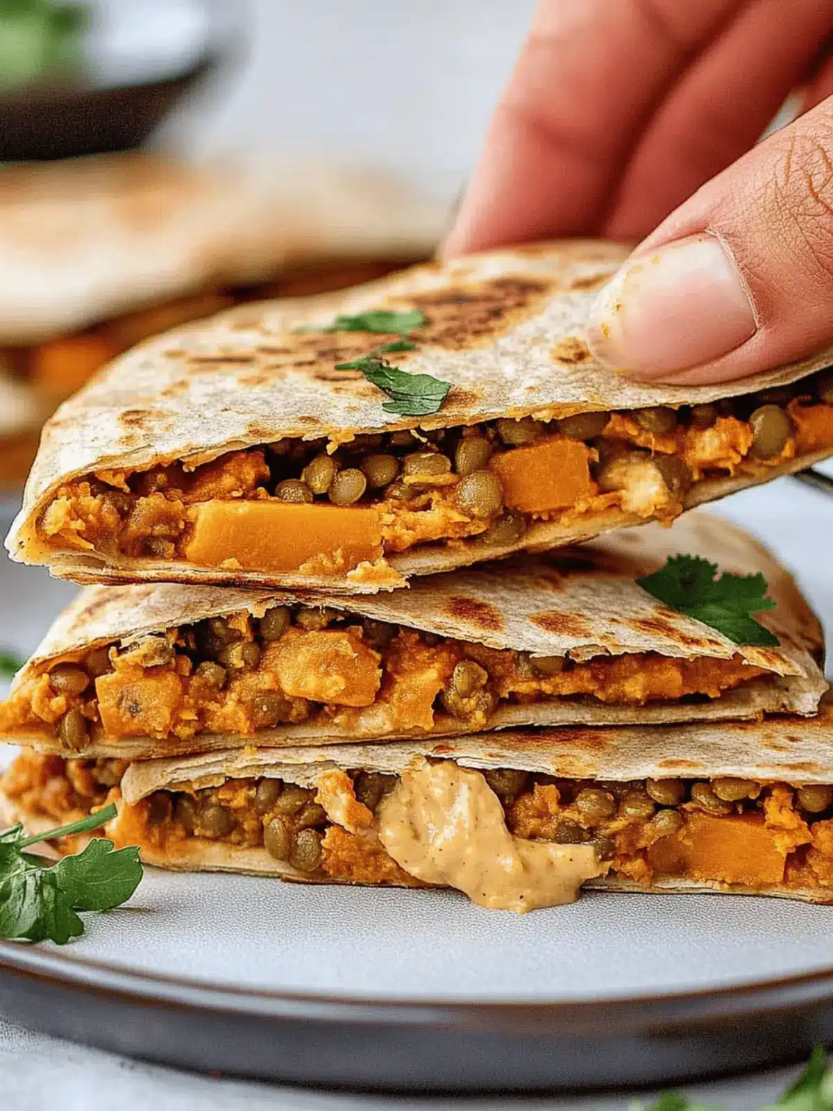 Vegan Lentil Sweet Potato Quesadillas
