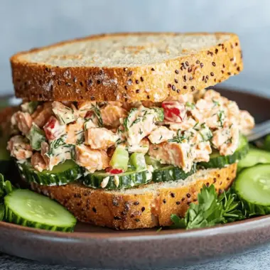 Cucumber Dill Salmon Salad Sandwich
