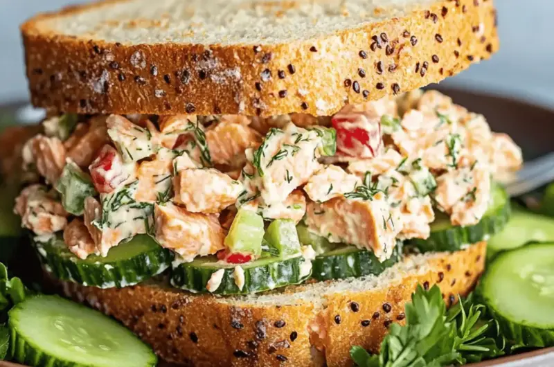 Cucumber Dill Salmon Salad Sandwich