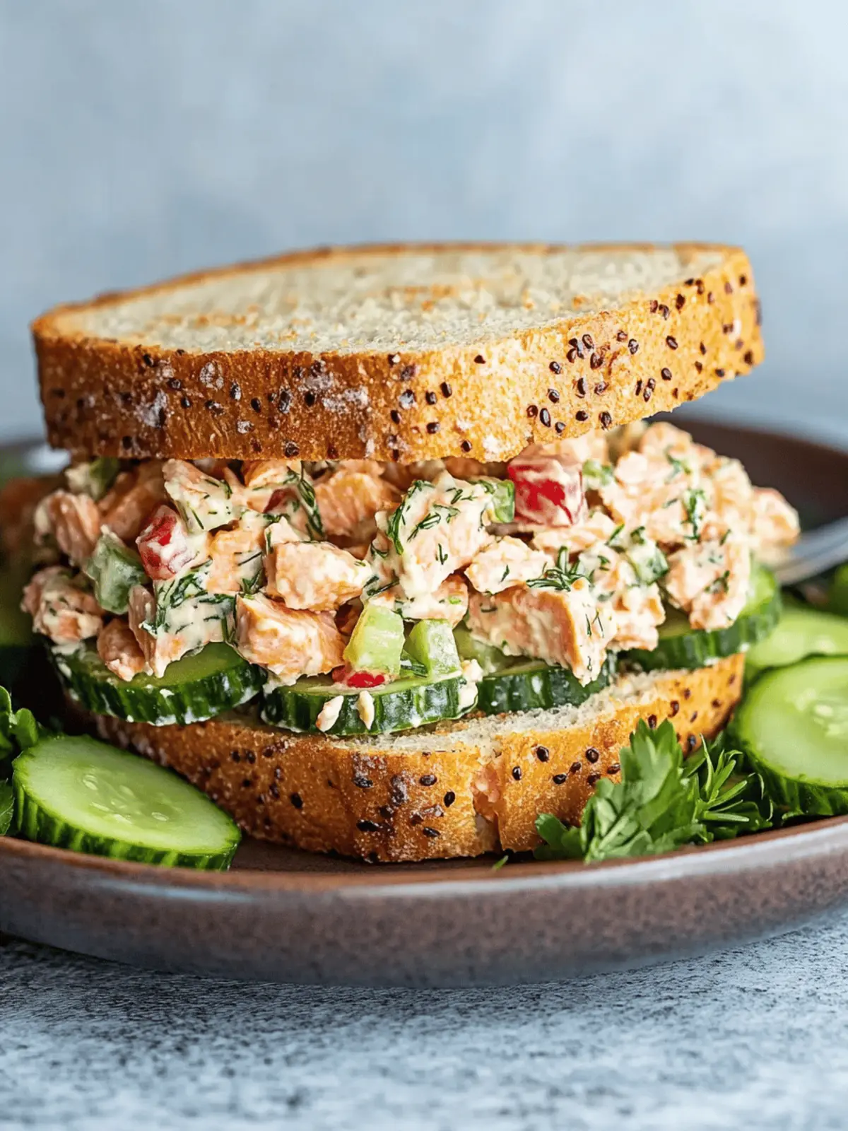 Cucumber Dill Salmon Salad Sandwich