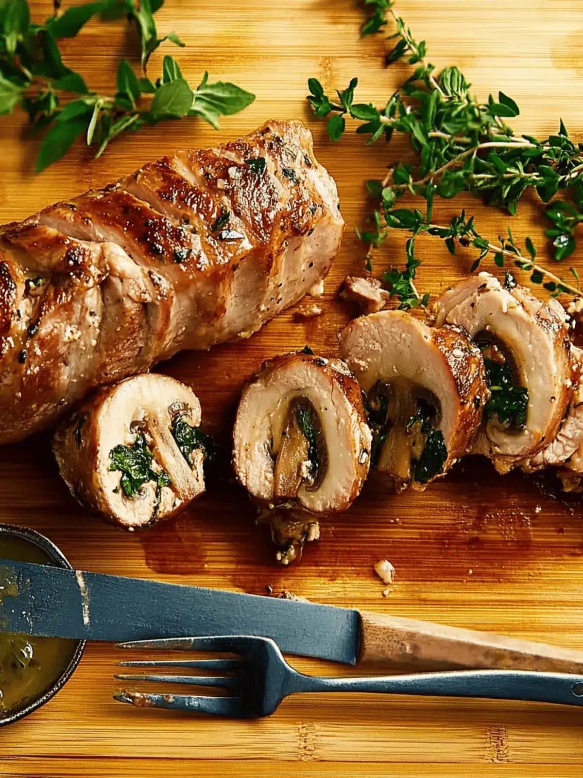 Mushroom, Spinach & Gruyère Stuffed Pork Tenderloin Magic 3 Mushroom, Spinach & Gruyère Stuffed Pork Tenderloin